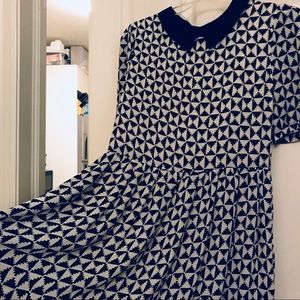 Peter Pan Collar Dress with Geometric Print